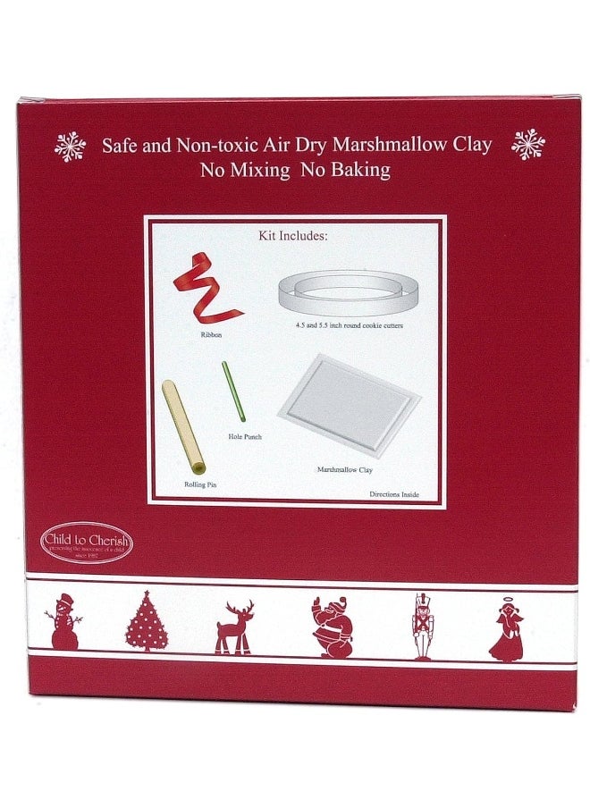 Child to Cherish Marshmallow Clay Baby Handprint or Footprint First Christmas Ornament Kit