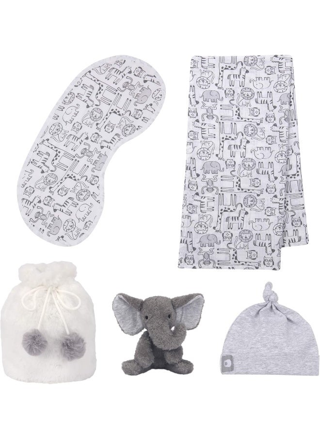 Lambs & Ivy Gift Bag for Baby Shower, 5 Pieces Gray/White