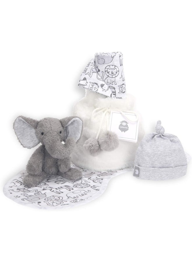 Lambs & Ivy Gift Bag for Baby Shower, 5 Pieces Gray/White