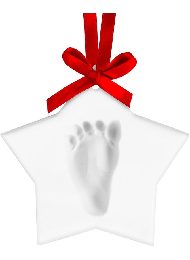 Tiny Ideas Baby's Hand or Footprint Keepsake Ornament, No Bake Easy to Make DIY Craft Kit, Star