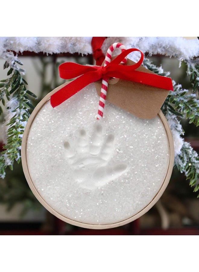 Child to Cherish Glitter Baby Handprint First Christmas Ornament Kit with Wooden Ring