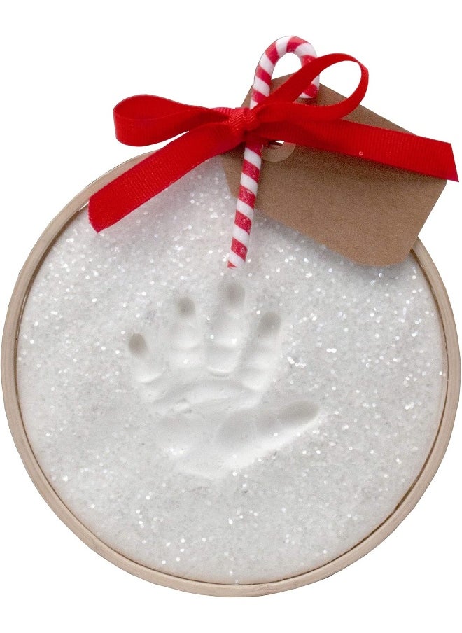 Child to Cherish Glitter Baby Handprint First Christmas Ornament Kit with Wooden Ring