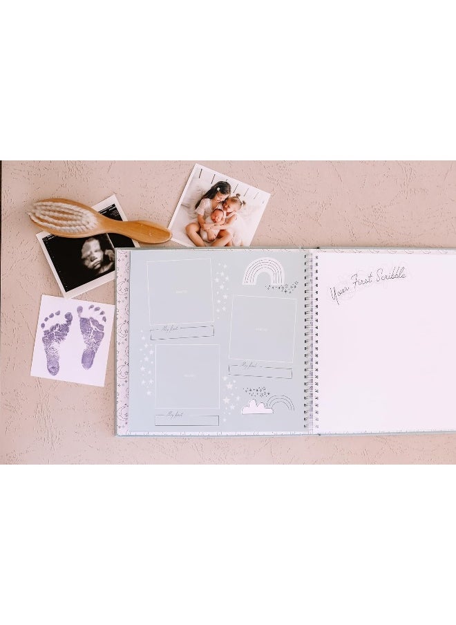 Lucy Darling Celestial Skies Theme Luxury Baby Memory Book - First 5 Years Journal Album Photo Book To Capture Precious Memories - Keepsake Pregnancy Baby Record Book For Boy Or Girl