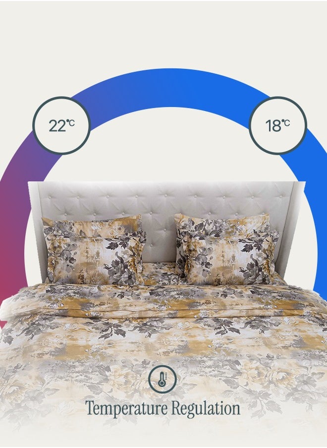 Designer Duvet Cover Set – 6-Piece Yellow Floral | King Size 220x240 cm | Soft, Breathable & Elegant | Crafted in Dubai for Everyday Luxury