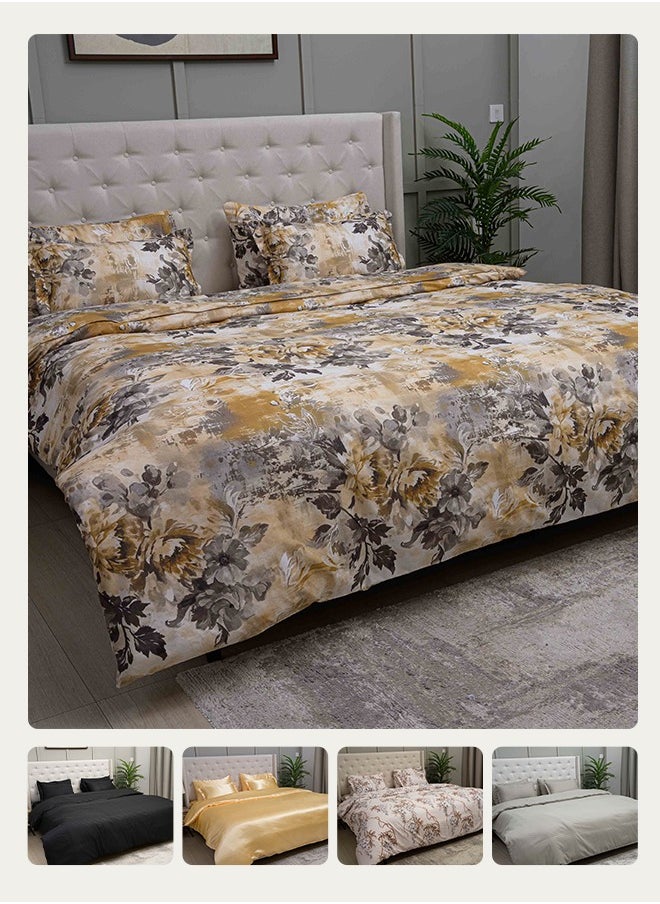 Designer Duvet Cover Set – 6-Piece Yellow Floral | King Size 220x240 cm | Soft, Breathable & Elegant | Crafted in Dubai for Everyday Luxury