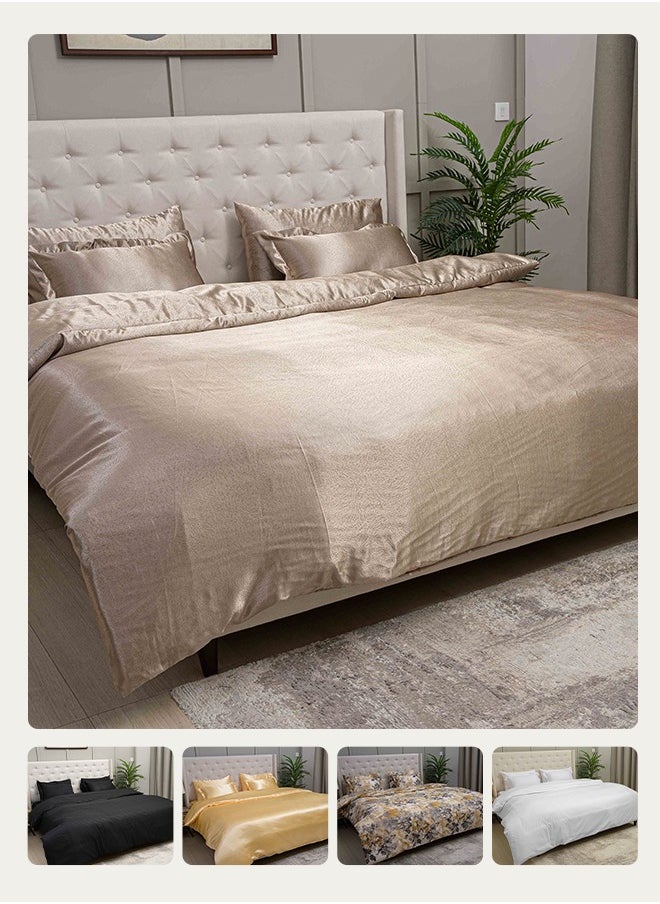 Royal Silk Duvet Set – 6-Piece Rose Gold | King Size 220x240 cm | Cooling, Hair & Skin-Friendly | Includes Silk-Based Duvet Cover, Fitted Sheet & 4 Pillowcases