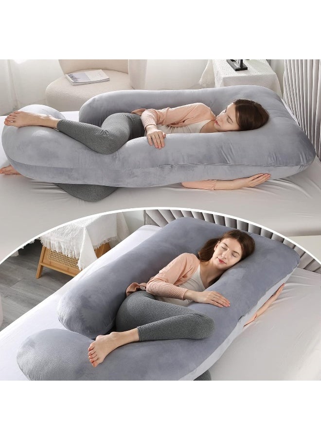 Elover Pregnancy Must Haves Pregnancy Pillow U-Shaped Full Body Maternity Support Pillow for Pregnant Women with Replaceable and Washable Velvet Cover Size 57