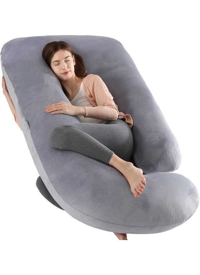 Elover Pregnancy Must Haves Pregnancy Pillow U-Shaped Full Body Maternity Support Pillow for Pregnant Women with Replaceable and Washable Velvet Cover Size 57
