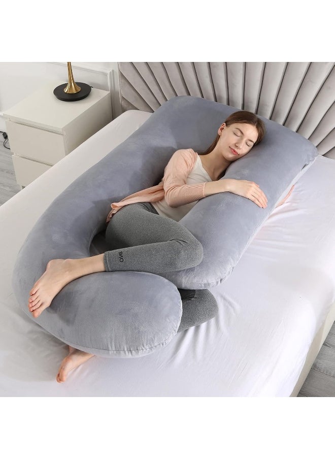 Elover Pregnancy Must Haves Pregnancy Pillow U-Shaped Full Body Maternity Support Pillow for Pregnant Women with Replaceable and Washable Velvet Cover Size 57