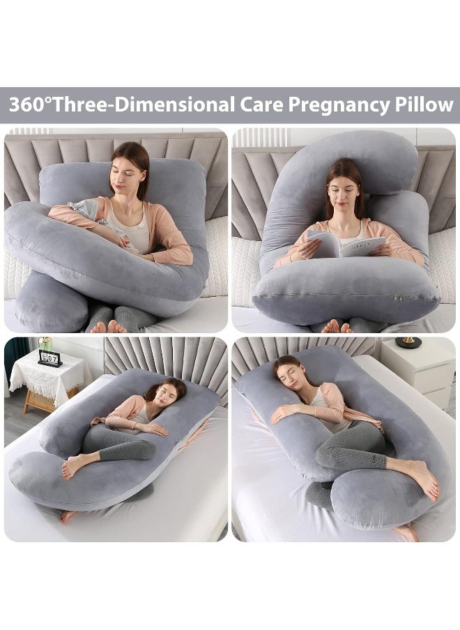 Elover Pregnancy Must Haves Pregnancy Pillow U-Shaped Full Body Maternity Support Pillow for Pregnant Women with Replaceable and Washable Velvet Cover Size 57