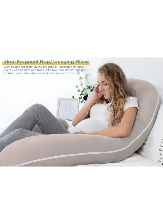 INSEN Pregnancy Pillow, Maternity Body Pillow for Pregnant Women, C Shaped Pillow with Jersey Body Pillow Cover