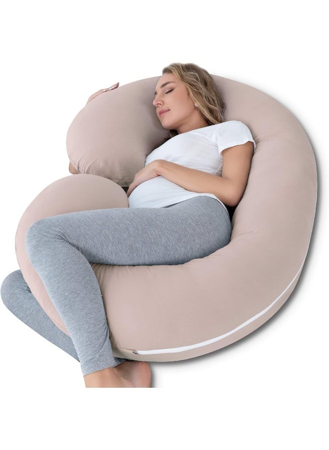 INSEN Pregnancy Pillow, Maternity Body Pillow for Pregnant Women, C Shaped Pillow with Jersey Body Pillow Cover