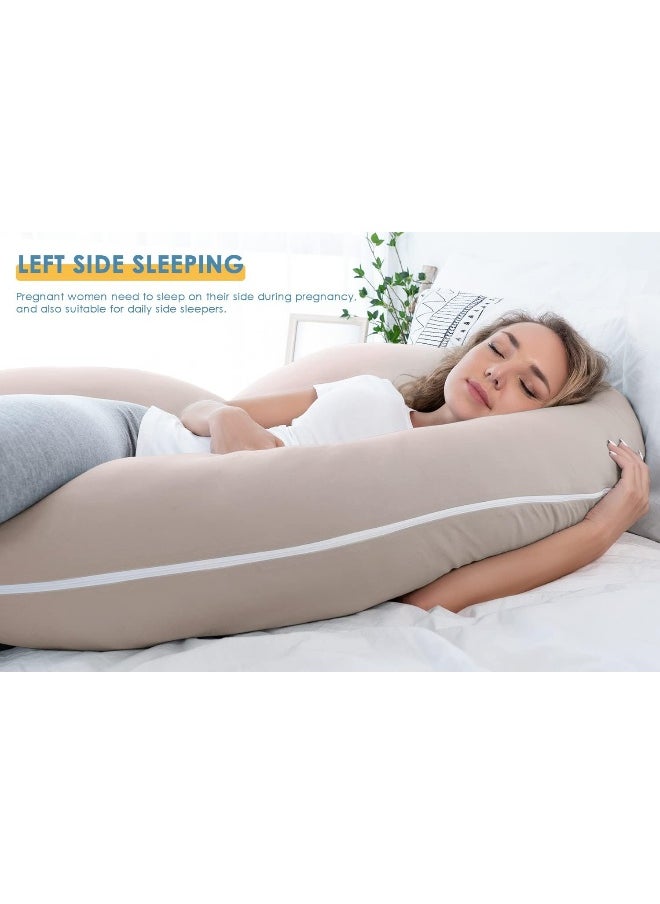 INSEN Pregnancy Pillow, Maternity Body Pillow for Pregnant Women, C Shaped Pillow with Jersey Body Pillow Cover