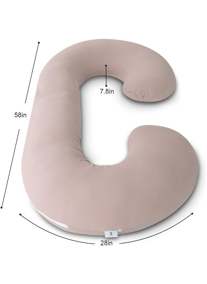 INSEN Pregnancy Pillow, Maternity Body Pillow for Pregnant Women, C Shaped Pillow with Jersey Body Pillow Cover