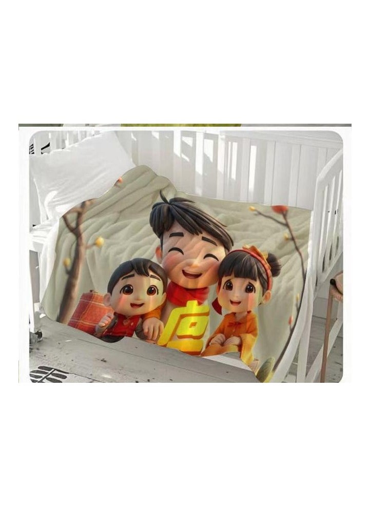 Children's or student cartoon flannel thin blanket (warm and comfortable, suitable for sleep, games) 100cm*150cm - 650