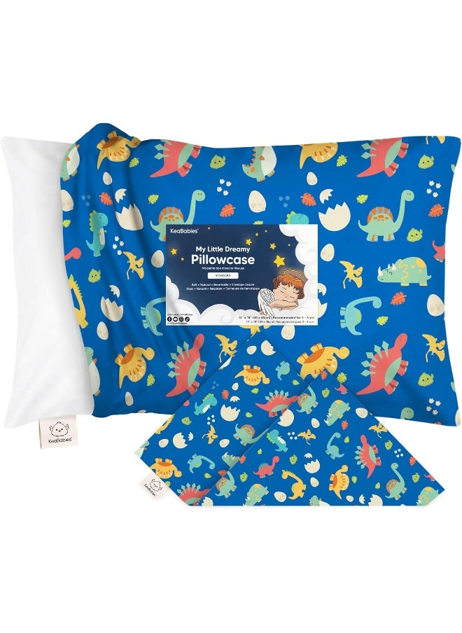 KeaBabies Toddler Pillowcase for 13X18 Pillow - Organic Toddler Pillow Case for Boy, Kids - 100% Natural Cotton Pillowcase for Miniature Sleepy Pillows - Pillow Sold Separately (DinoWorld)