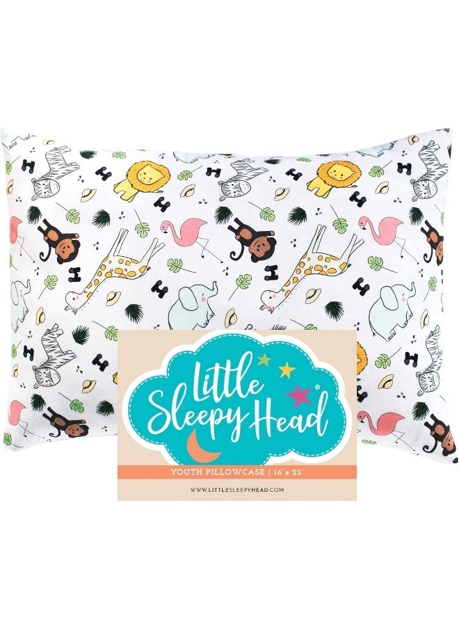 Little Sleepy Head Youth Pillowcase 16 x 22-100% Cotton & Hypoallergenic (Safari)