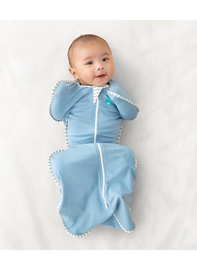 Love To Dream Swaddle Blanket Newborn Essentials For 0-6 Months Baby Girls And Boys 1.0 TOG Baby Sleeping Bag With Arms, Provides Comfortable And Quiet Sleep Cotton Fabric (Dusty Blue, NB)