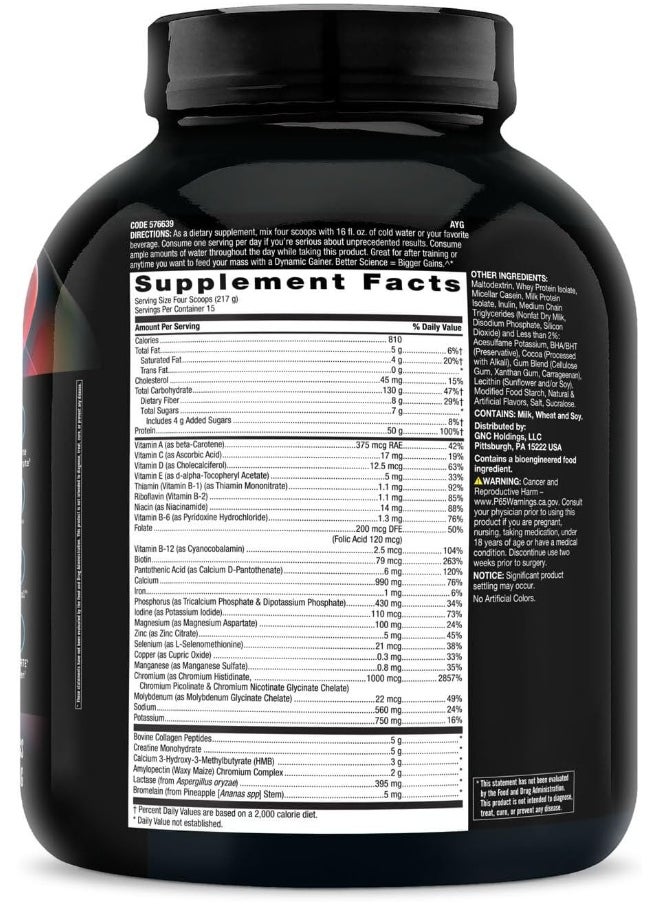 Raw Dynamic Gainer High-Tech Mass Gainer Optimized Absorption Chocolate Eclair 15 Servings