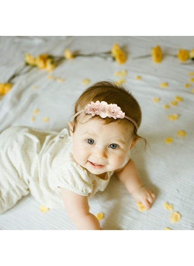 cherrboll 3pcs Baby Girl Flower Headbands, Super Soft & Stretchy Nylon Floral Hairbands for Newborn Toddler