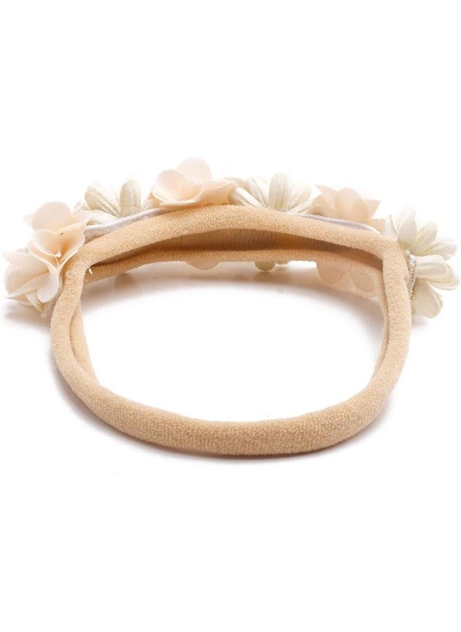 cherrboll 3pcs Baby Girl Flower Headbands, Super Soft & Stretchy Nylon Floral Hairbands for Newborn Toddler