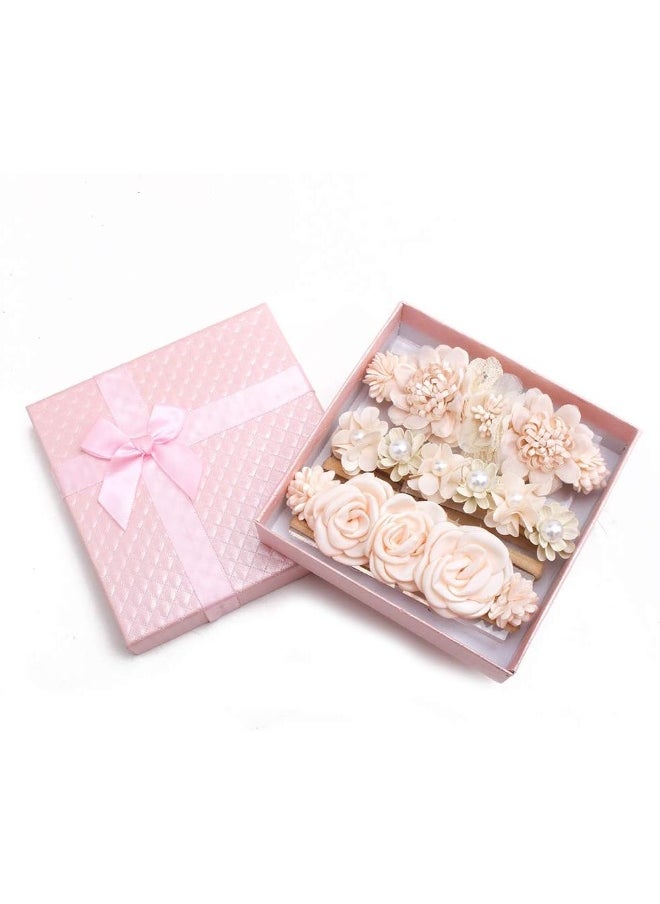 cherrboll 3pcs Baby Girl Flower Headbands, Super Soft & Stretchy Nylon Floral Hairbands for Newborn Toddler