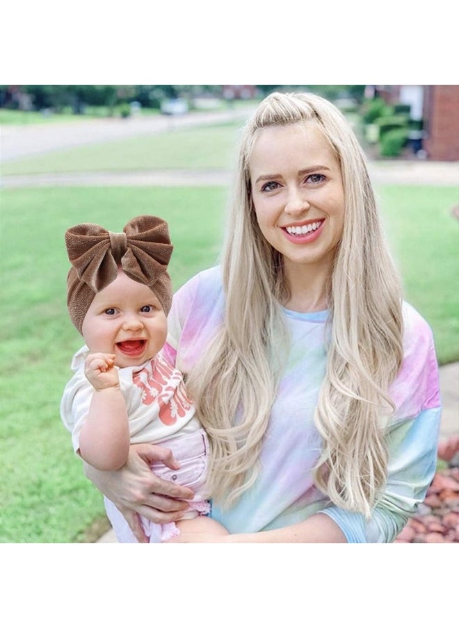 YanJie Baby Bows Velvet Baby Headbands, Soft Elastics Big Baby Bows Hair Accessories Leopard Newborn Bows Wide Head Wrap for Toddler Newborn Infants Kids