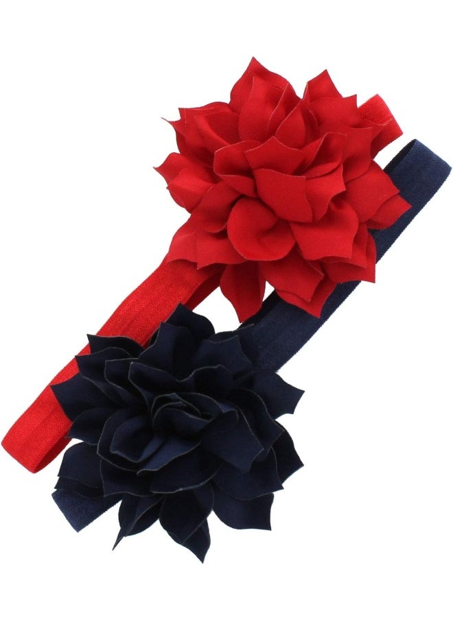 My Lello Baby Petal Flower Headbands Mixed Colors 2-Pack (Red/Navy)