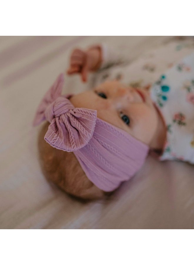 Girl Headbands - 5 Pack of Cable Knit Nylon Bows for Girls