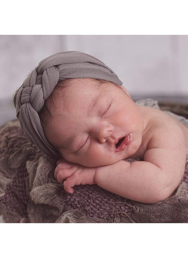 Globalsupplier 8pcs Solid Celtic Knot Stretchy Nylon Headbands Hair Accessories for Baby Girls Toddlers Newborns Infants Kids