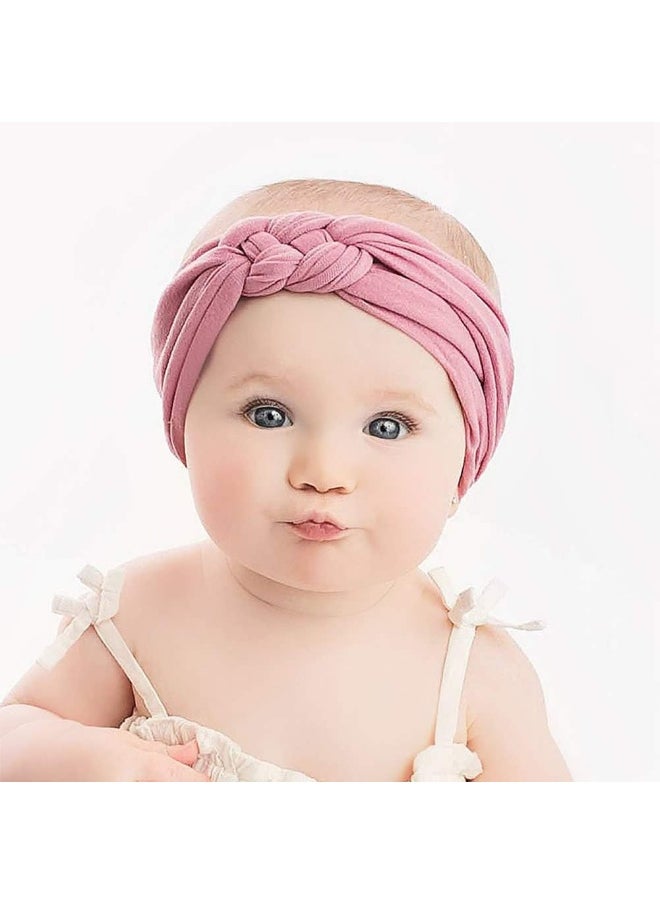 Globalsupplier 8pcs Solid Celtic Knot Stretchy Nylon Headbands Hair Accessories for Baby Girls Toddlers Newborns Infants Kids