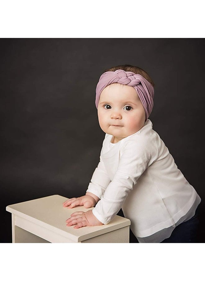 Globalsupplier 8pcs Solid Celtic Knot Stretchy Nylon Headbands Hair Accessories for Baby Girls Toddlers Newborns Infants Kids