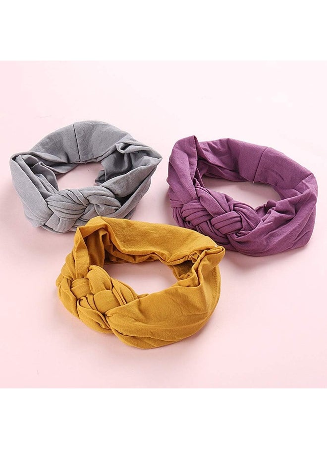 Globalsupplier 8pcs Solid Celtic Knot Stretchy Nylon Headbands Hair Accessories for Baby Girls Toddlers Newborns Infants Kids