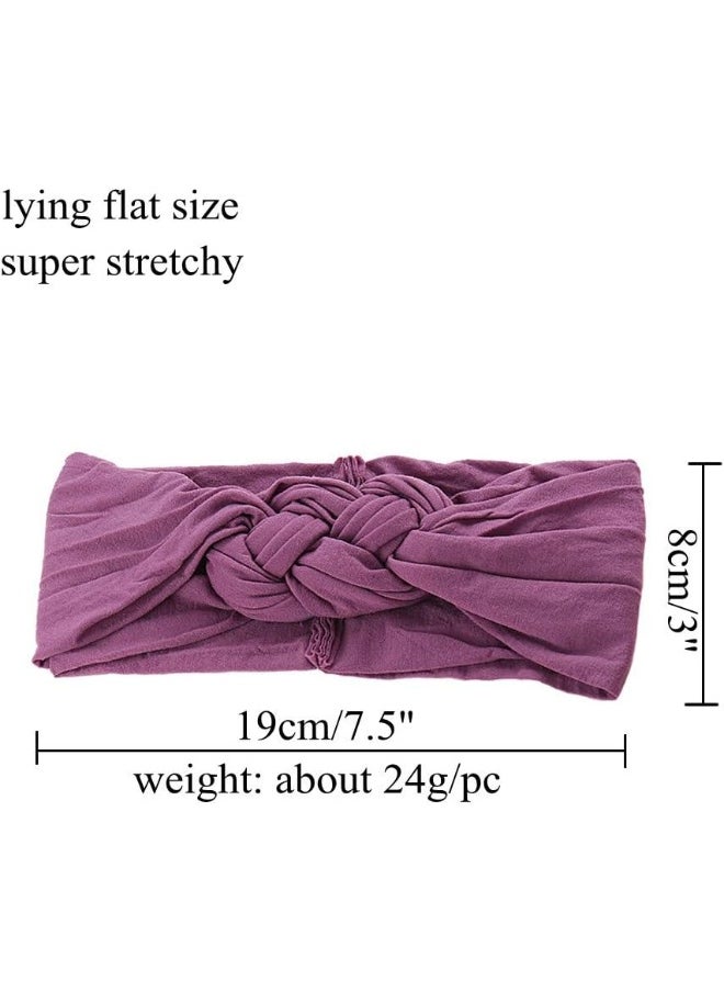Globalsupplier 8pcs Solid Celtic Knot Stretchy Nylon Headbands Hair Accessories for Baby Girls Toddlers Newborns Infants Kids