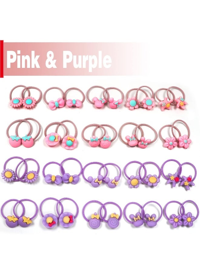WillingTee 120pcs (60 pairs) Mix Colors Elastic Hair Ties Soft Rubber Bands Hair Bands Holders Pigtails Accessories for Girls Infants Toddlers Kids Teens and Children