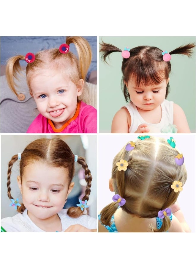 WillingTee 120pcs (60 pairs) Mix Colors Elastic Hair Ties Soft Rubber Bands Hair Bands Holders Pigtails Accessories for Girls Infants Toddlers Kids Teens and Children