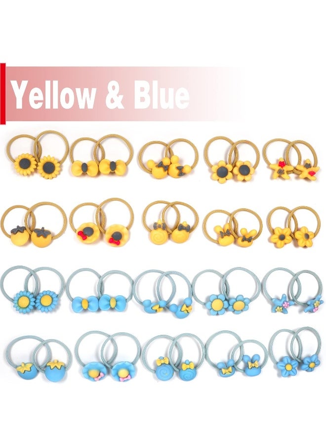 WillingTee 120pcs (60 pairs) Mix Colors Elastic Hair Ties Soft Rubber Bands Hair Bands Holders Pigtails Accessories for Girls Infants Toddlers Kids Teens and Children