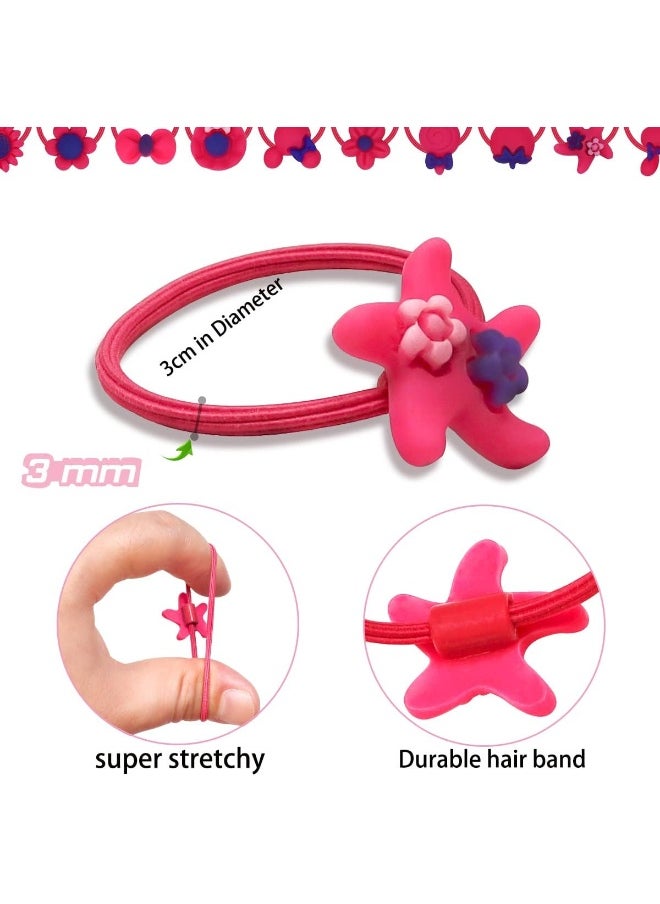WillingTee 120pcs (60 pairs) Mix Colors Elastic Hair Ties Soft Rubber Bands Hair Bands Holders Pigtails Accessories for Girls Infants Toddlers Kids Teens and Children