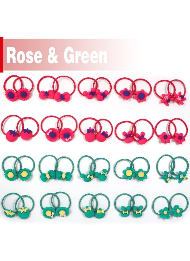WillingTee 120pcs (60 pairs) Mix Colors Elastic Hair Ties Soft Rubber Bands Hair Bands Holders Pigtails Accessories for Girls Infants Toddlers Kids Teens and Children