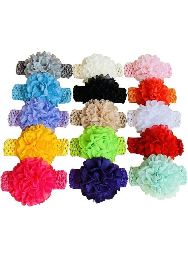QandSweet Baby Girl's Headbands with Chiffon Lotus Flower Soft Nylon Headwraps for Take Pictures