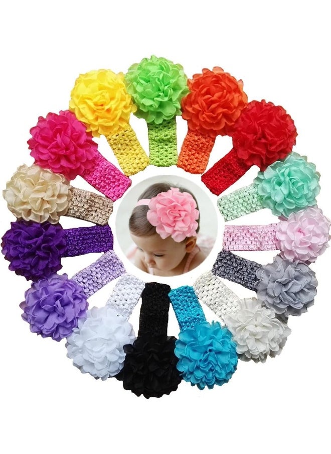 QandSweet Baby Girl's Headbands with Chiffon Lotus Flower Soft Nylon Headwraps for Take Pictures