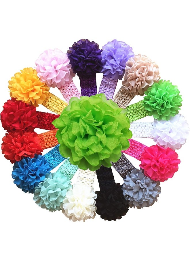 QandSweet Baby Girl's Headbands with Chiffon Lotus Flower Soft Nylon Headwraps for Take Pictures