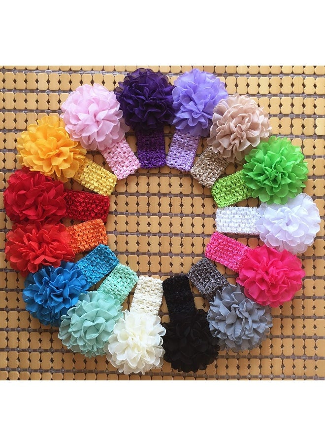 QandSweet Baby Girl's Headbands with Chiffon Lotus Flower Soft Nylon Headwraps for Take Pictures