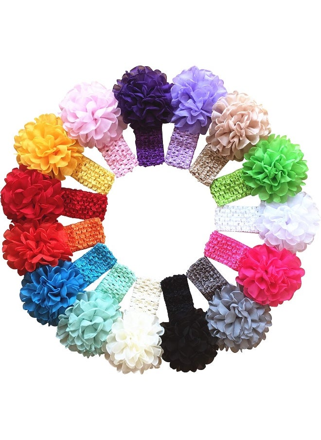 QandSweet Baby Girl's Headbands with Chiffon Lotus Flower Soft Nylon Headwraps for Take Pictures