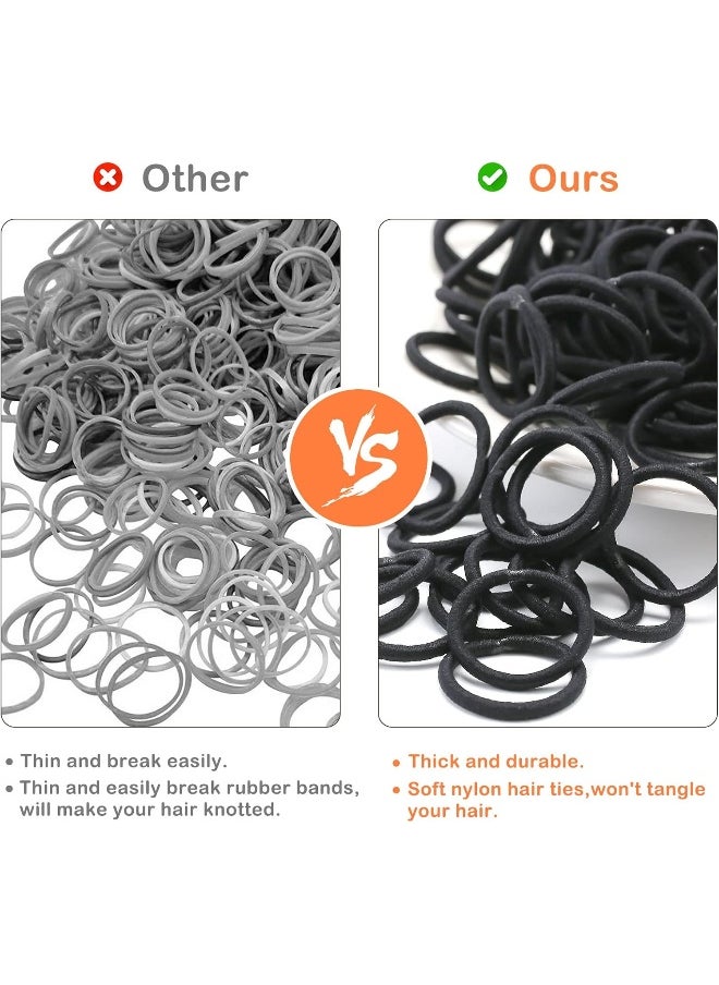 Seiolieliou 200PCS Baby Toddler Hair Ties, Multicolor Elastic Hair Ties, No Crease Hair Elastics Small Ponytail Holders Hair Ties for Kids Girls, Black