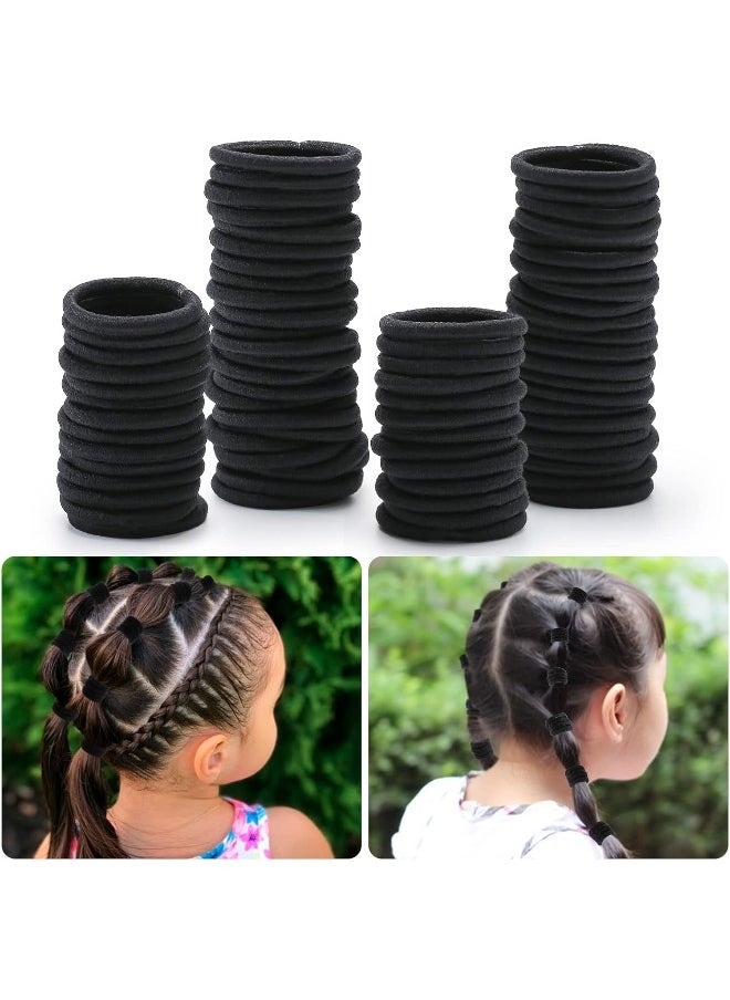 Seiolieliou 200PCS Baby Toddler Hair Ties, Multicolor Elastic Hair Ties, No Crease Hair Elastics Small Ponytail Holders Hair Ties for Kids Girls, Black