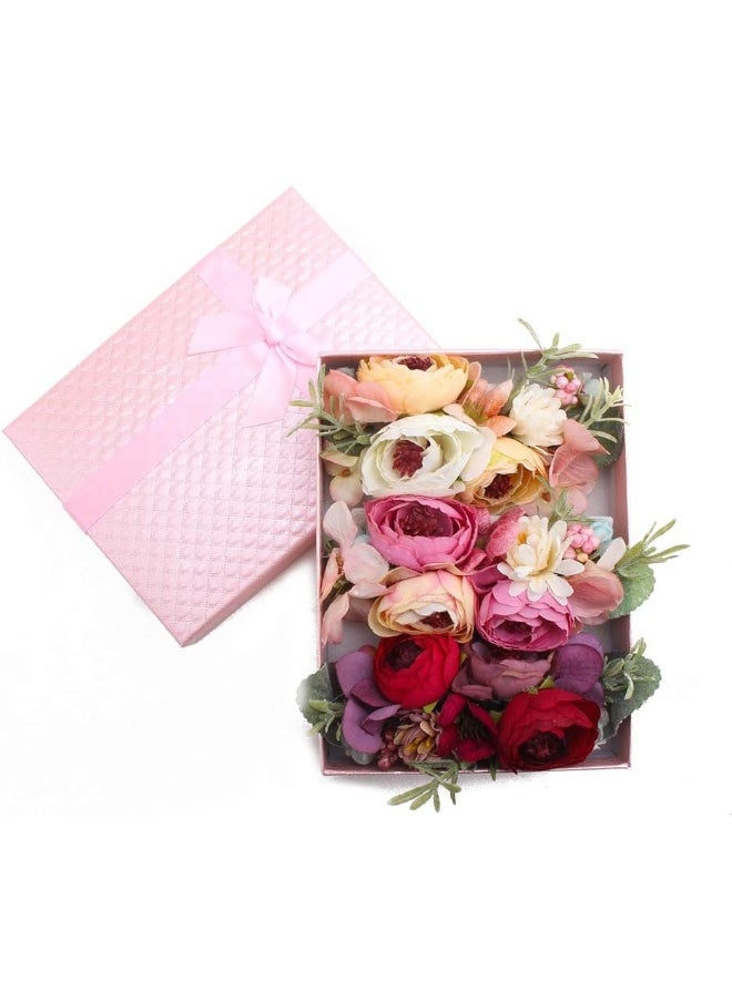 Baby Girl Bows Floral Headbands Set - 3pcs Flower Crown Elastic Hairband Newborn Toddler Hair Accessories Gifts for Girls