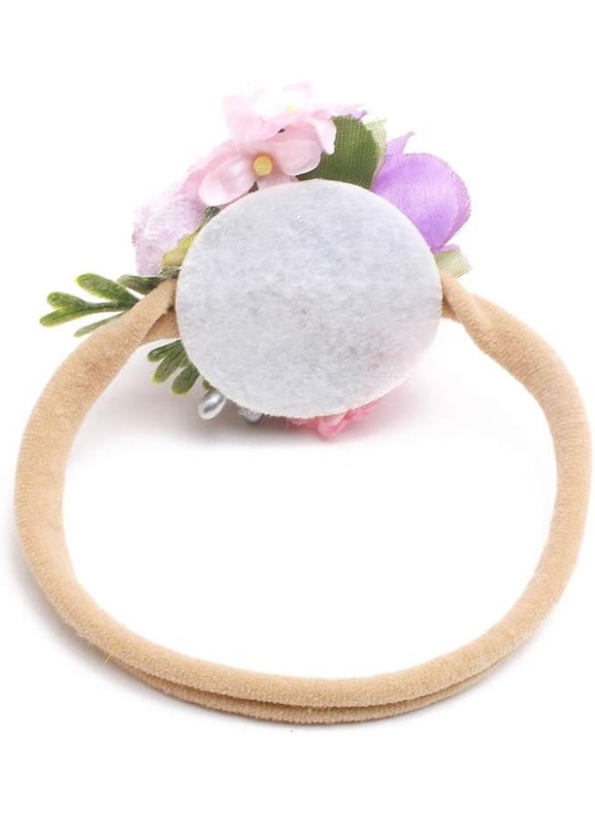 cherrboll 4pcs Baby Girl Headbands Flowers, Super Soft & Stretchy Nylon Floral Hairbands for Newborn Toddler