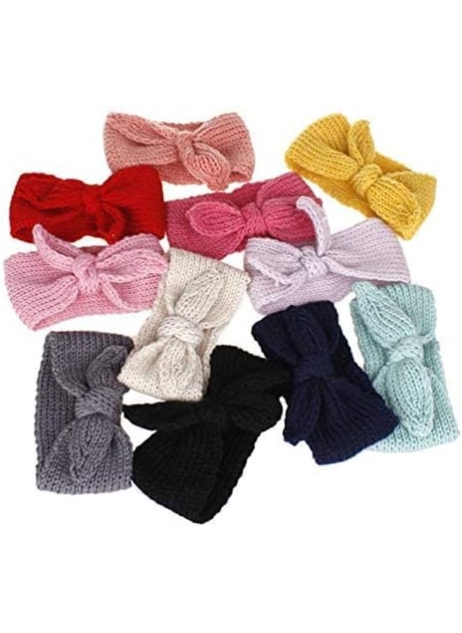 IZUS Turban Headband Baby Girl - Warm Rabbit Knot Hair Band, Knit Head Wrap for Newborn, Toddler and Children (Red + Beige)