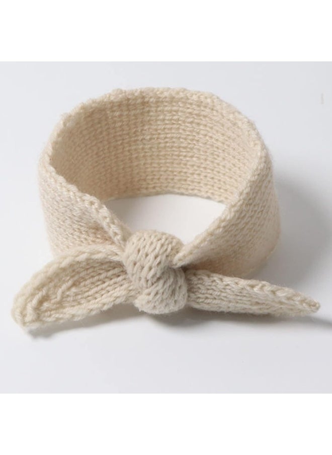 IZUS Turban Headband Baby Girl - Warm Rabbit Knot Hair Band, Knit Head Wrap for Newborn, Toddler and Children (Red + Beige)
